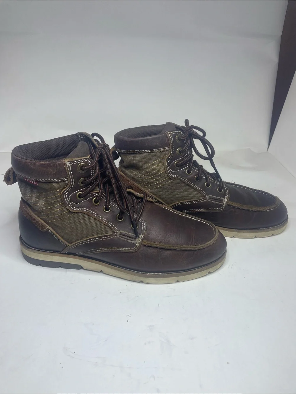 Levi's Brown Leather Moc Toe Lace-Up Boots